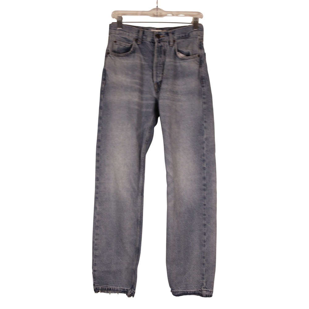 Zara Everyday Relaxed Fit Light Blue Wash Straight Leg Button Fly Jeans 2